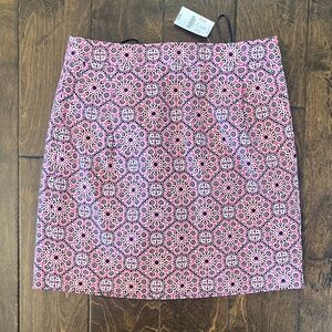 J. Crew Pink and Black Geometric Mini Skirt